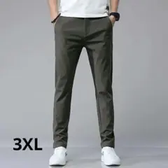 ダークグリーン 3XL 通気性 カジュアル パンツ ロング 仕事 ズボン ゴルフ