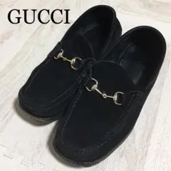 GUCCI スエード ローファー 黒 ブラック ホースビット