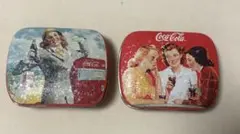 コカ・コーラ　ビンテージ風　ミニブリキ缶小物入れ 赤　ピルケース　2個セット