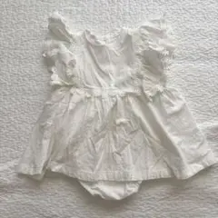 ホワイト レース フリル付きロンパース