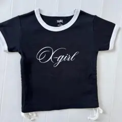 未使用　X-girl ロゴT リンガーシャツ　黒　S