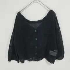 KHALITA黒のアクリルカーディガン S51088