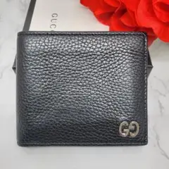 【極美品】 GUCCI グッチ 2つ折り財布 財布 レザー ブラック