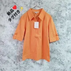 新品　タグ付き　ルイシャンタン　ポロシャツ　5分袖【38】オレンジ　きれいめ