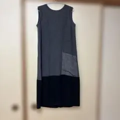 慈雨　ノースリーブ パッチワーク ワンピース サイズ40