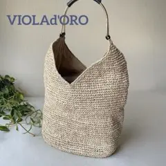 VIOLAd'ORO ゴールドハンドル カゴバック ショルダーバック