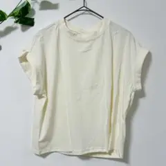 新品⭐️アイボリー クルーネック Tシャツ 半袖 レディース ロールアップ袖 S