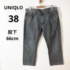 UNIQLO メンズ 38 レギュラーフィット ジーンズ　ストレート グレー