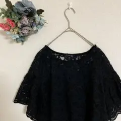 【イング】レディース レース トップス 花柄 黒 M