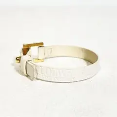 LOEWE ロエベ ブレスレット レザー ロゴ 刻印 エンボス ホワイト