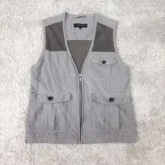 ロジャーフレア　メッシュベスト グレー系　3ポケット　フロントジップ　M