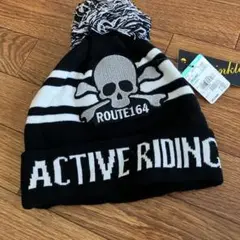 【新品未使用タグ付き】ボンボンニット帽 ドクロ　ロック