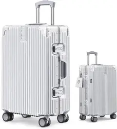 スーツケース 60L M シルバー キャリーケース 大容量 大型 TSAロック
