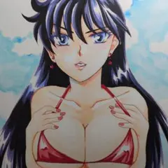 手描きイラスト・ファンアート・原画1点物・セーラーマーズ・ビキニ・セクシー