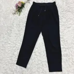 【パールマシェール】日本製　テーパードパンツ　カジュアル　ウエストゴム　ブラック