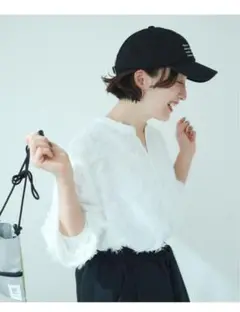 新品タグ付 今期studio clipスタディオクリップ ジャガードブラウス