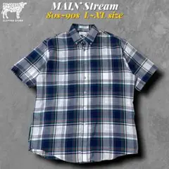 80s90s 半袖チェックシャツ 実寸L~XL 多配色　メインストリーム韓国古着