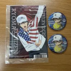 新テニスの王子様 アニメイト特典ブロマイド&ガチャガチャ缶バッジ 越前リョーマ
