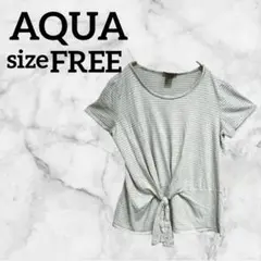 AQUA【FREE】Tシャツ ストライプ 結び目付き 海外古着