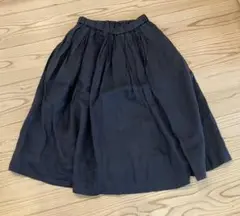 無印良品　MUJI リネンスカート　黒