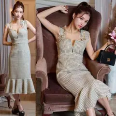ROBE de FLEURS ローブドフルール スプリングツイードロングドレス
