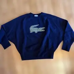 LACOSTE ラコステ　ロゴ刺繍　ネイビー トレーナー 36 裏起毛