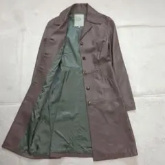 美品 シビラ ラムレザー ロングコート グレージュ ステッチ