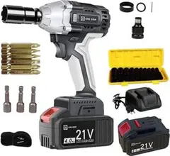 インパクトレンチ 充電式 21V 電動インパクト ドライバー バッテリー2個付き