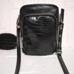 ブラック クロコダイル風 ショルダーバッグ