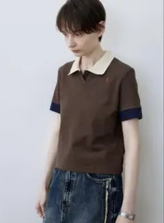 tageechita ショート丈カラーブロックTシャツ ポロシャツ