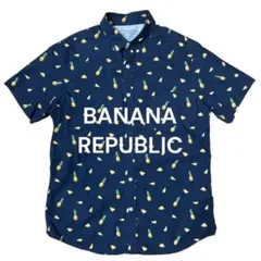 【美品】バナナリパブリック パイナップル柄 半袖シャツ L
