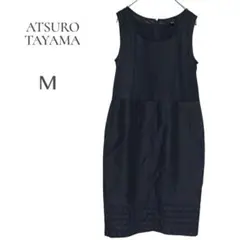 【アツロウタヤマ 】ATSUKO TAYAMA ネイビー ワンピース M リネン