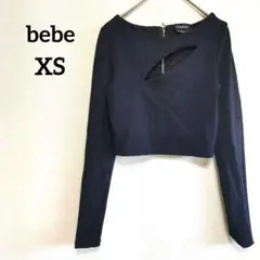 bebe べべ【XS】クロップドトップス 長袖 ブラック/黒 古着