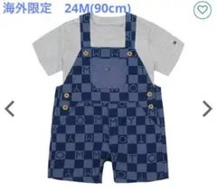 【海外限定品】 トミーヒルフィガー24M(90cm)ブルーチェックオーバーオール