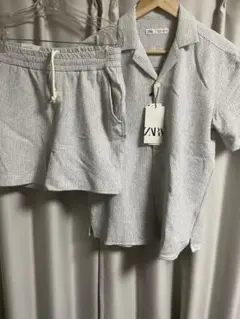 新品　ZARA テクスチャー　ストライプ　シャツ
