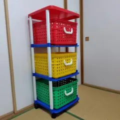 おもちゃ収納☆三段収納ケース（キャスター付）