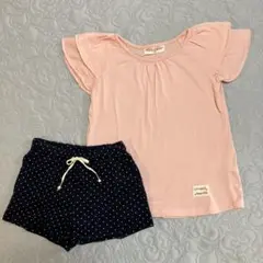 女児130cm フリル袖Tシャツ（未使用品）とショートパンツセット