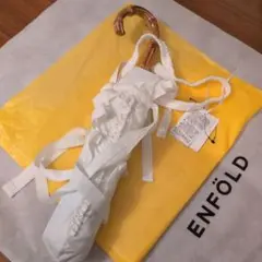 25新作！雨でも晴れでも。ENFOLD 折りたたみ傘 ホワイト 竹製ハンドル