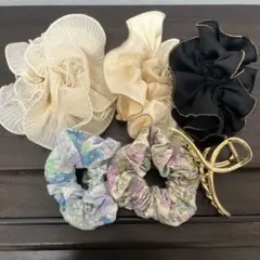 シュシュ　4点＋ヘアクリップ　セット