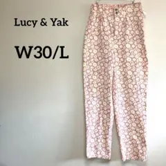 美品✨Lucy & Yak【W30/L】花柄チノパン 大きいサイズ ピンク/白