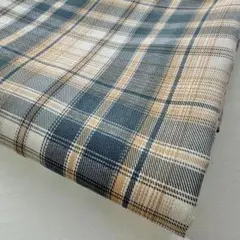 C105【セット割り】生地 ポリエステル ブルーイエロー系チェック柄　2M＋2M