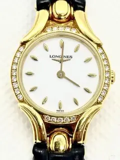 正規品 ロンジン 18K/750 ダイヤ付き クオーツ 腕時計 稼働品