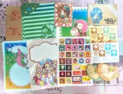 自作イラストのグッズセット(便箋、メモ、シール等)
