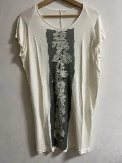 mina perhonen 刺繍入り ライトグリーンチュニック 半袖 古着】ミナペルホネン / mina perhonen ランドリー / laundry