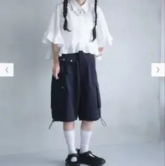 ワイドカーゴショーツ　GU ネイビー　Mサイズ