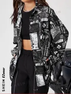 SHEIN EZwear ポップアートプリント ドロップショルダー シャツ
