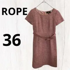 F0273　【ROPE】 半袖ワンピース　36サイズ　ピンク