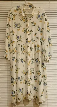 HK WORKS LONDON 花柄　長袖　ロングシャツ　シースルー