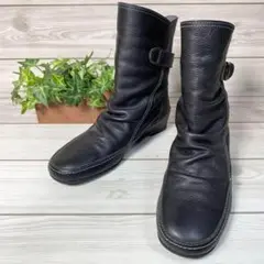 558【極美品】アシックスウォーキング ジーロ レザー ブーツ 黒 22.5EE