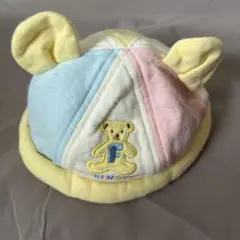 ミキハウスファースト帽子　クマ耳付きカラフルベビー帽子
